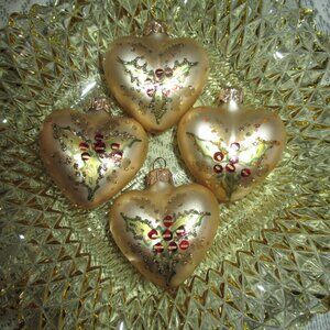 Oberfrankische Glass Heart Ornaments